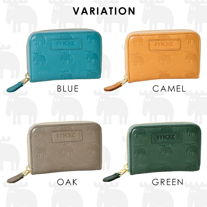 moz モズ 本革 ラウンドファスナー短財布 エルク ヘラジカ