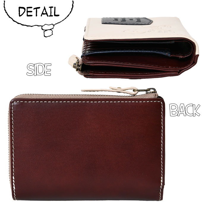 SNOOPY スヌーピー 牛革 本革 短財布 二つ折り 短財布 73480 L字ファスナー コイン入れ 小銭入れピーナッツ レザーウォレット 