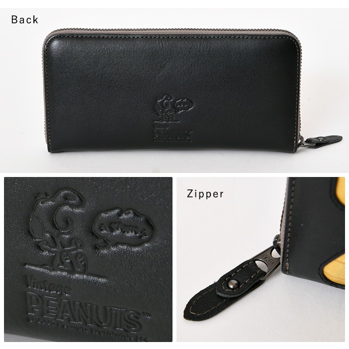 スヌーピー 長財布 レザー SNOOPY スヌーピー 牛革 本革 長財布 財布 ラウンドファスナー
