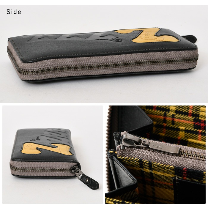 SNOOPY スヌーピー 牛革 本革 長財布 財布 ラウンドファスナー