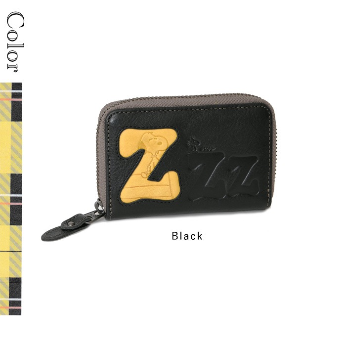 SNOOPY スヌーピー 財布 牛革本革 ラウンドマルチケース カード