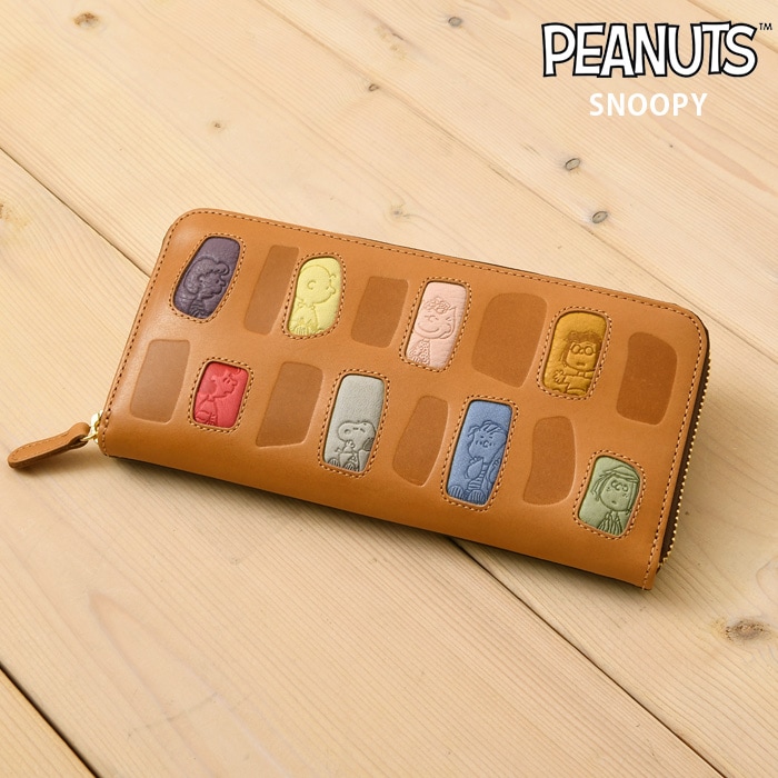 SNOOPY スヌーピー 財布 牛革本革 ラウンドファスナー 長財布 73535