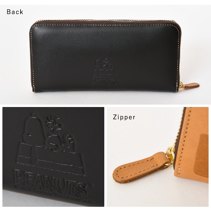 スヌーピー  本革長財布 SNOOPY スヌーピー 長財布 メンズ 本革 ラウンドファスナー 財布