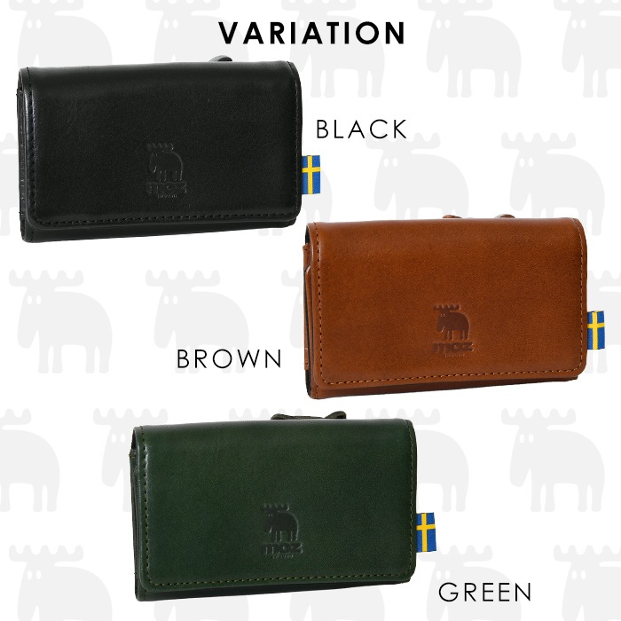 moz モズ 本革 多機能 折り財布 キーケース 短財布 エルク ヘラジカ スウェーデン 86115 