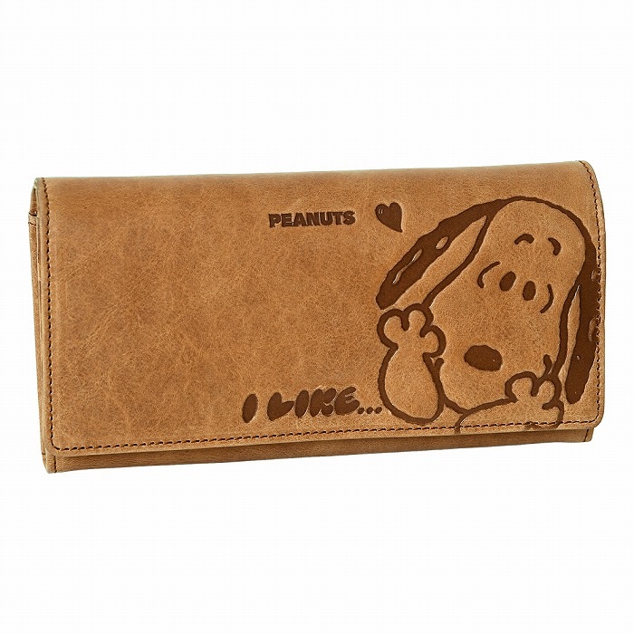 SNOOPY スヌーピー 財布 PEANUTS ピーナッツ 73047 牛革 本革 かぶせ長