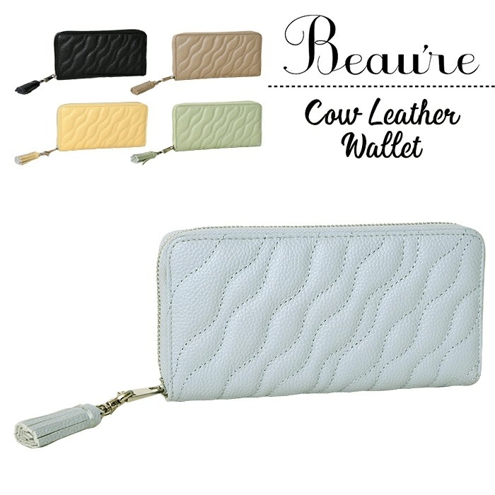 Beaure ヴュレ レディース長財布 本革 牛革 レザーラウンドファスナー財布 B-24309