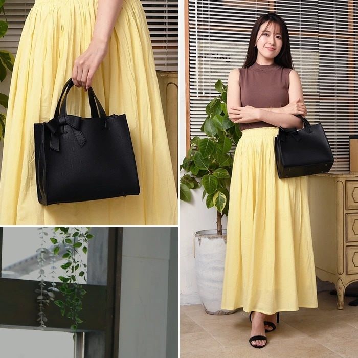 PERENNE ペレンネ バッグ リボンチャームトートバッグ ハンドバッグ 【メーカー直販】20102