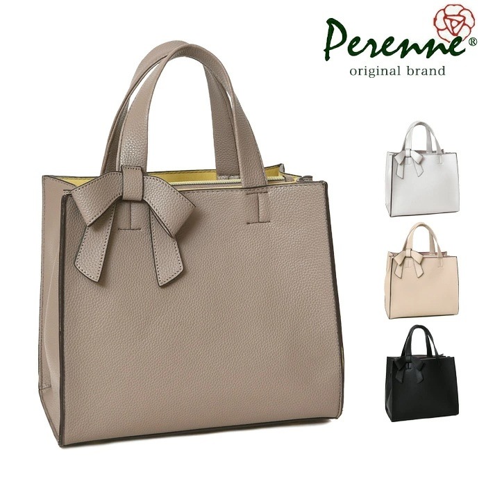 PERENNE ペレンネ バッグ リボンチャームトートバッグ ハンドバッグ 【メーカー直販】20102