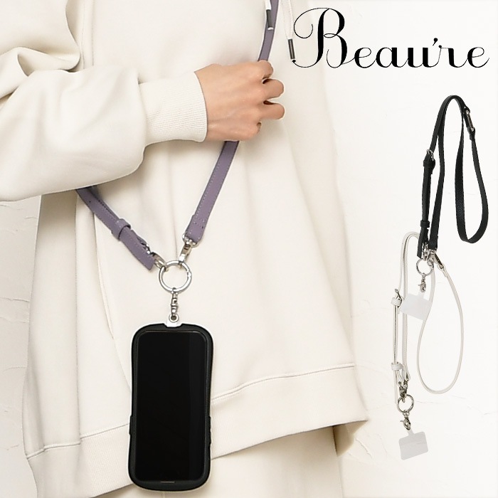 [メール便送料無料] Beaure ヴュレ バッグ 本革 スマホストラップスマホショルダー B-25006