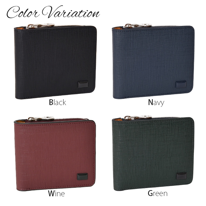 SOLATINA(ソラチナ)  SW-39603メンズ 短財布 二つ折り L字ファスナー College ser.(カレッジシリーズ)