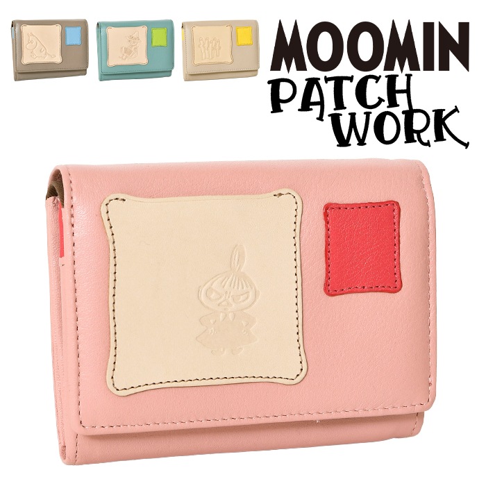 MOOMIN ムーミン 財布 牛革 本革 二つ折り短財布 82000 82003 82006 82009 パッチワーク スナフキン リトルミイ ニョロニョロ 財布  
