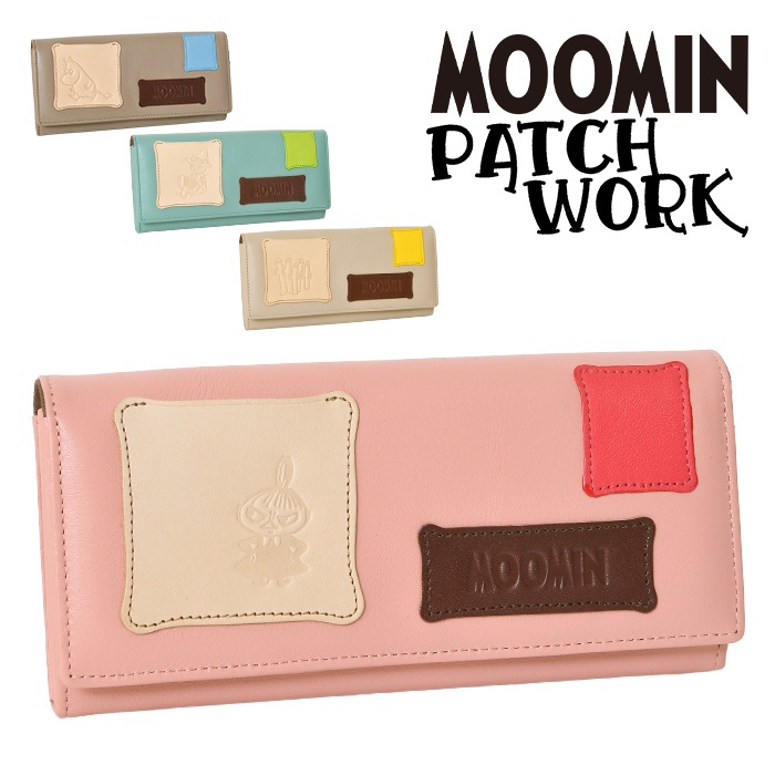 MOOMIN ムーミン 財布 牛革 本革 かぶせ蓋 長財布 82001 82004 82007 82010パッチワーク スナフキン リトルミイ ニョロニョロ 財布  