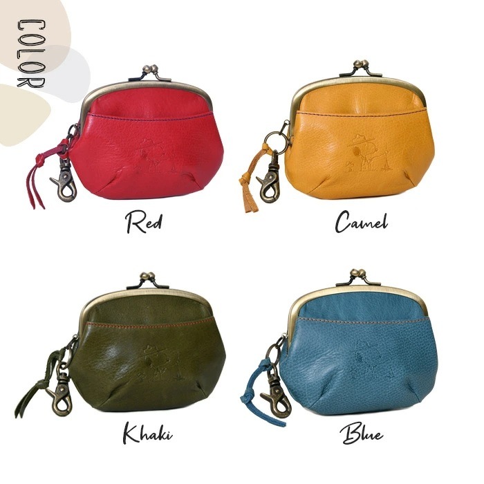 SNOOPY スヌーピーレディース がま口財布 牛革 本革 がまくち財布 小銭入れ PEANUTS ピーナッツ BEAGLE SCOUTS ビーグル スカウト レザーウォレット  73071