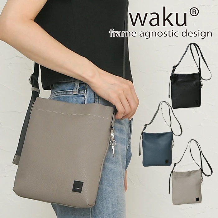waku ワク WK-0090 ソフト 本革 肩掛け斜め掛けミニタイプ ショルダーバッグ ユニセックス ショルダーバッグ
