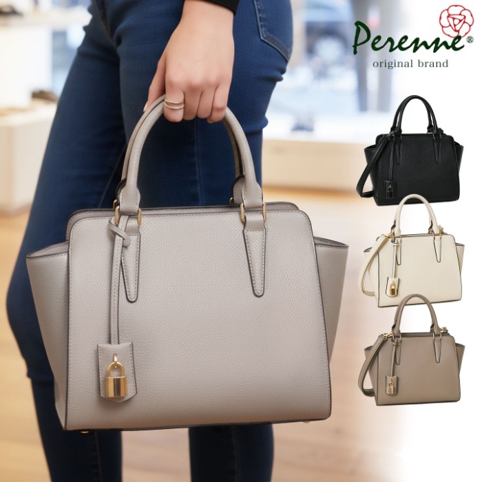 PERENNE ペレンネ エコレザー 2wayショルダー付きハンドバッグ【メーカー直販】20124