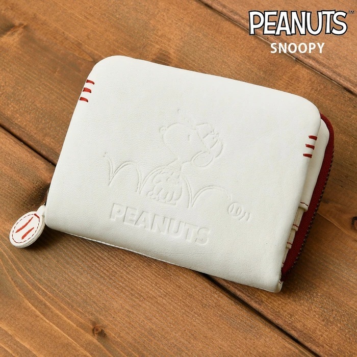 SNOOPY スヌーピーレディース 本革牛革ボールレザーPEANUTS ピーナッツ短財布ショートウォレット 73035