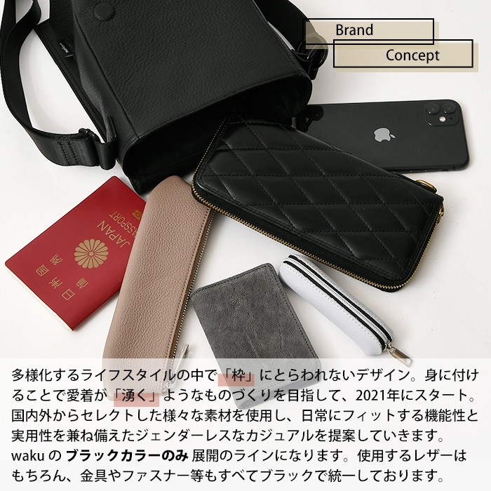 waku ワク WK-0099 ソフト 本革 斜め掛け ショルダーバッグボディバッグ ユニセックス メンズ バッグ 