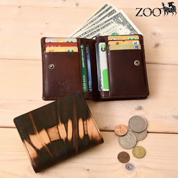 ZOO ズー 日本製 ZBF-037 本革 牛革 泥染め 短財布 二つ折り 二つ折り財布 イタリアンレザーメンズ 財布