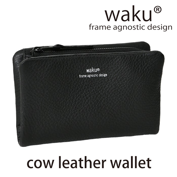 waku ワク WKW-0010ソフト 本革 二つ折り財布 短財布 お財布 ラウンドファスナー財布 レディース メンズ レザー 札入れ カード入れ 牛革 鞄 通勤 カジュア 