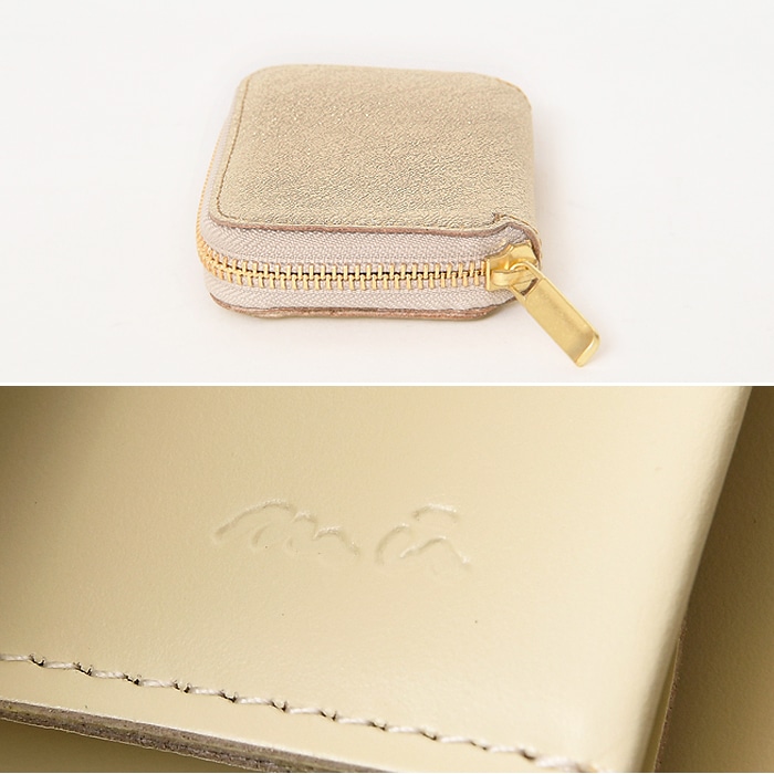 mu (ムー) レディース ミニ財布 75040 haku ラウンドファスナー mu財布 小銭入れ レザー サイフ 鞄 牛革 レザー ウォレット