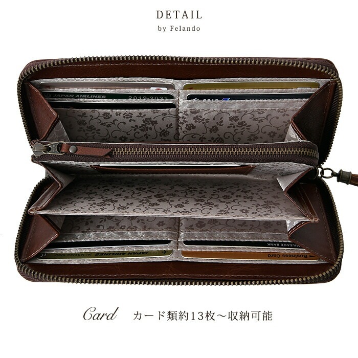 feland フェランドエミリア レディース 長財布ラウンドファスナーフロントポケット付き 81112
