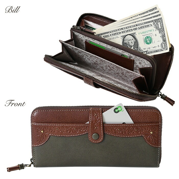 feland フェランドエミリア レディース 長財布ラウンドファスナーフロントポケット付き 81112