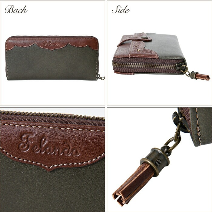 feland フェランドエミリア レディース 長財布ラウンドファスナーフロントポケット付き 81112