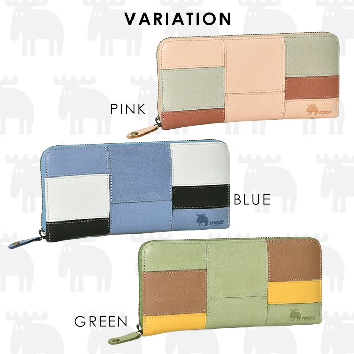moz モズ 長財布 86068 ラウンドファスナー 長財布 レディース エルク