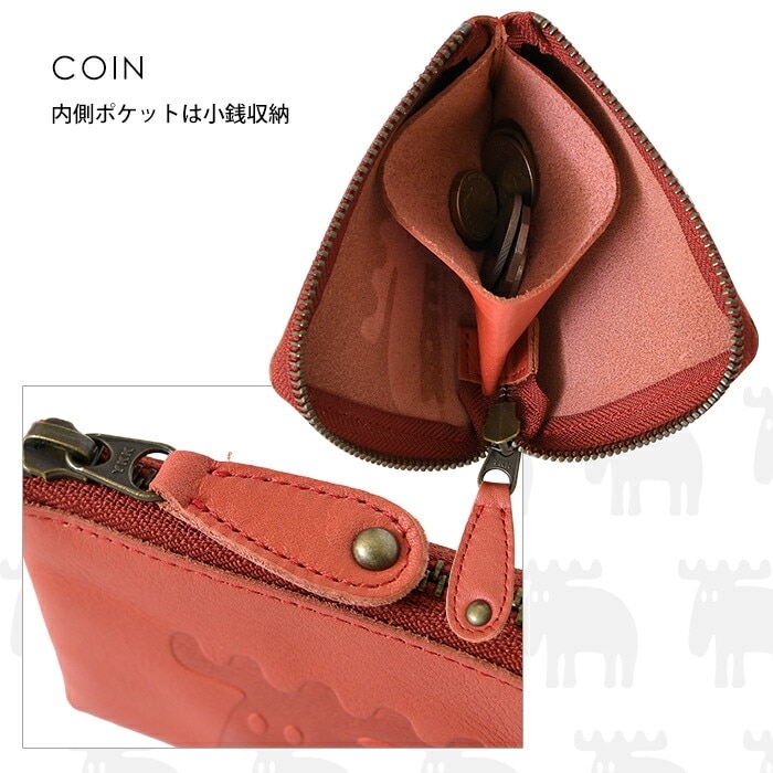 moz モズ レディース L字ファスナー短財布 手のひらサイズ エルク ヘラジカ ウォレット 86005