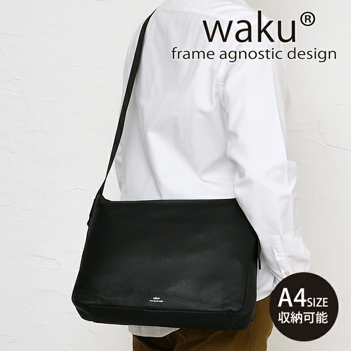 waku ワク WK-0095 ソフト 本革 A4 斜め掛け ショルダーバッグ ユニセックス 