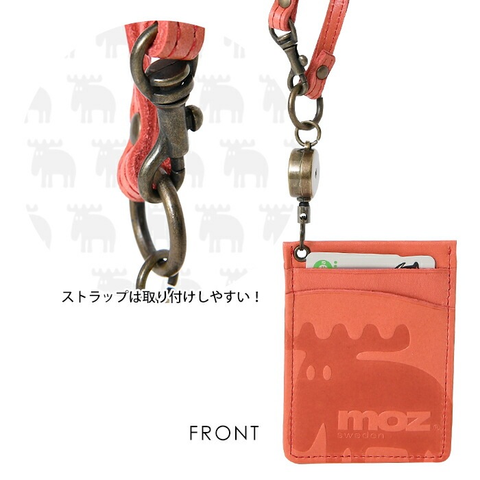 moz モズ パスケース リール ストラップ エルク ヘラジカ  86006