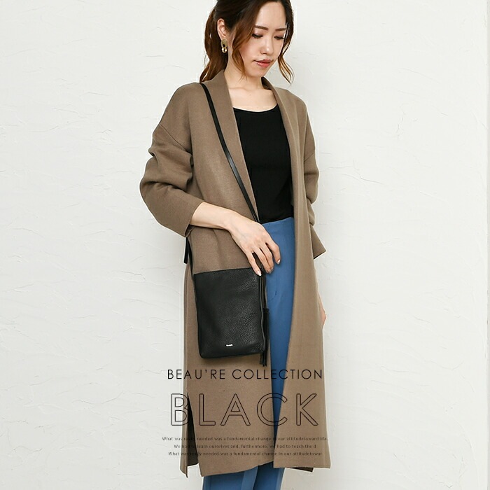 Beaure  ヴュレ レディース 本革 マグネット開閉 縦型 斜め掛け ショルダーバッグ  B-23416