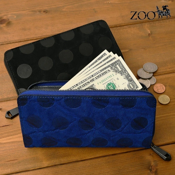 ZOO(ズー) ZLW-149 長財布 象革 ドットプレス加工 ラウンドファスナー ロングウォレット 