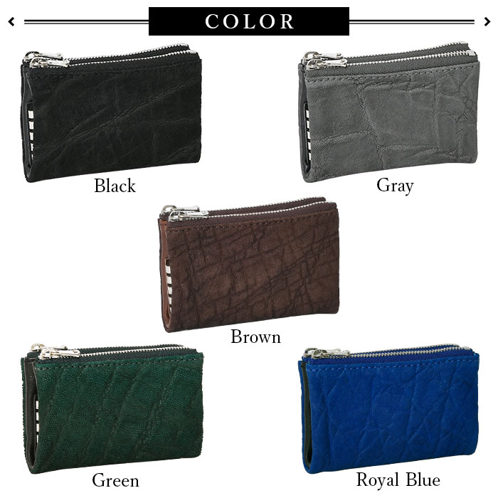 ZOO(ズー) ZKC-032 象革レザー キーケース  二つ折り 小銭入れ スナップ リモコンキー収納ポケット付き