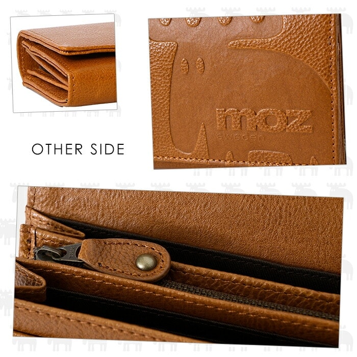moz モズ 本革 長財布 かぶせ フラップ 背面ポケット付き スナップ