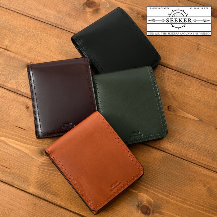 SEEKER シーカー SKW-014203 メンズ 本革 牛革 二つ折り 小銭入れ 短財布