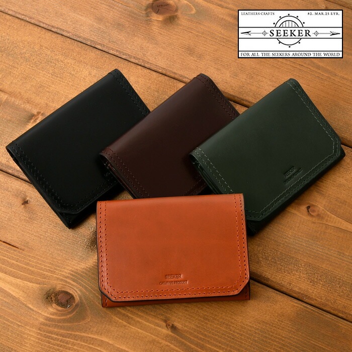 SEEKER シーカー SKW-014208 メンズ 本革 牛革 二つ折り カード パスケース