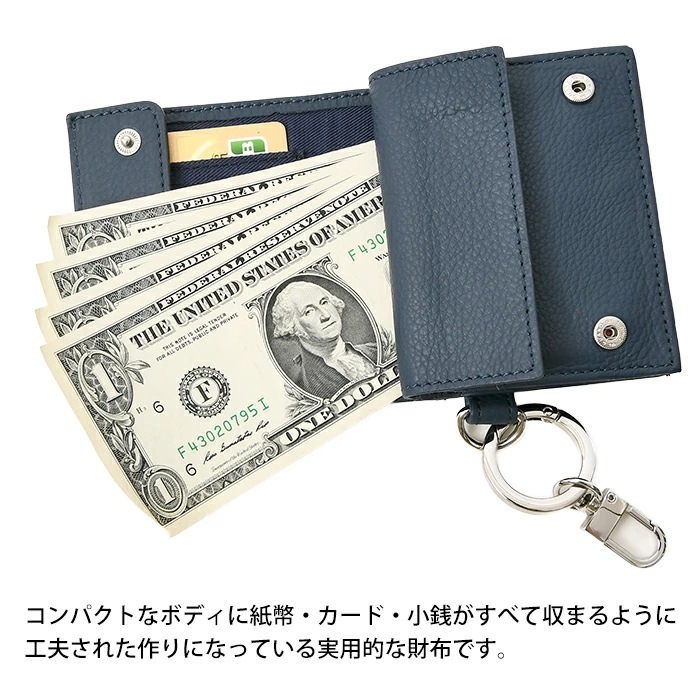 waku ワク WKW-0006 ソフト 本革 カウレザー二つ折り短財布 コンパクトウォレット 