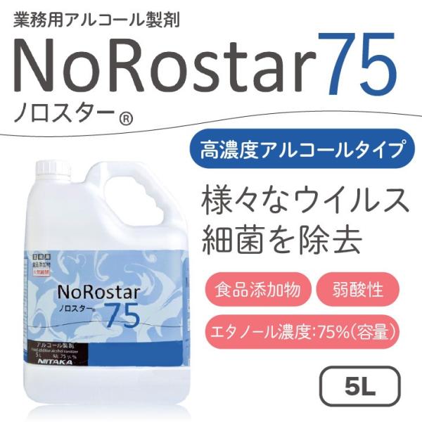 高濃度アルコール製剤「ノロスター75」 単品：5L×1本（食品添加物 