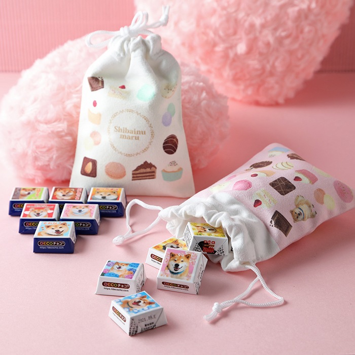 柴犬まるのDECOチョコ6個入り☆ミニ巾着