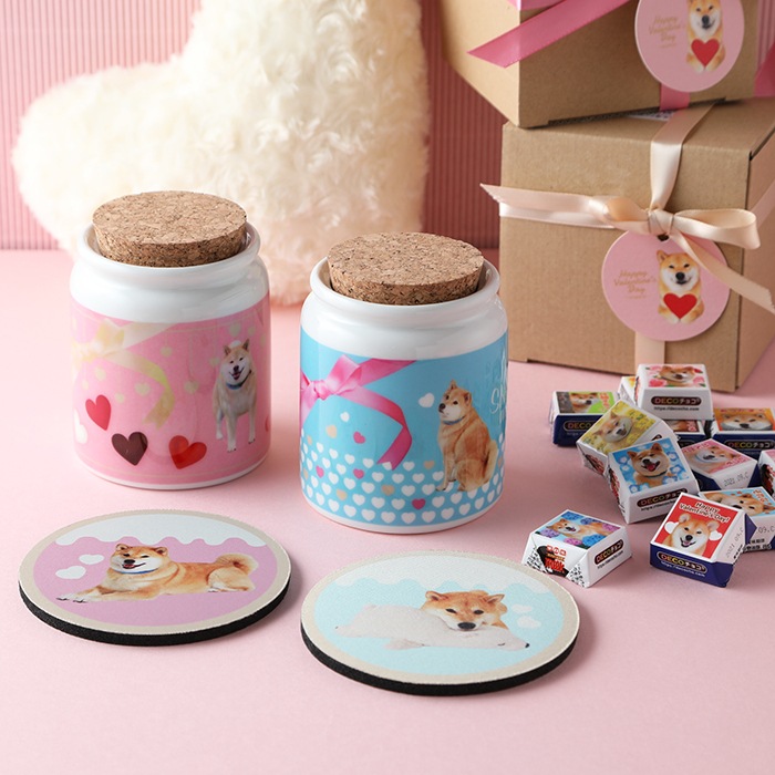 柴犬まるのDECOチョコ12個入り☆ シュガーポット&ラバーコースター
