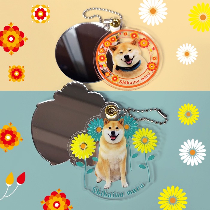 ザアザア 春芽生誕グッズ はるまるうどんミラーミニ 柴犬まる☆アクリルスライドミラー|柴犬まるグッズ公式通販