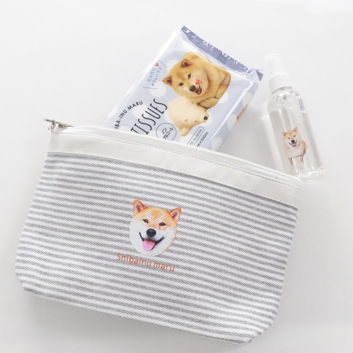 【サンプル品】ピンボーダー ラージポーチ