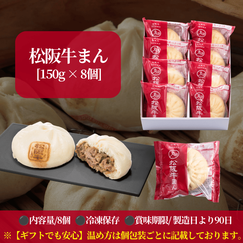 ギフト 松阪牛まん8個入りセット【化粧箱入／送料込】