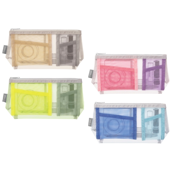 MIDORI ミドリ／デザインフィル] ペン&ツールポーチ メッシュ マチ付き