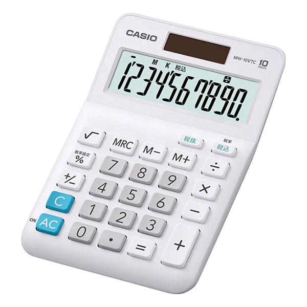 ☆[CASIO カシオ] 実務電卓 ミニジャストタイプ 10桁 MW-10VTC