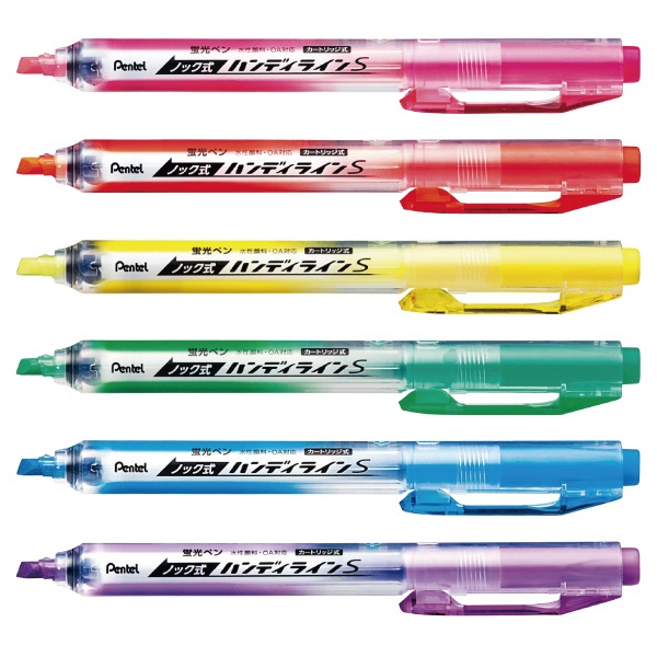☆[Pentel ぺんてる] 蛍光マーカーペン ノック式ハンディラインS 角芯