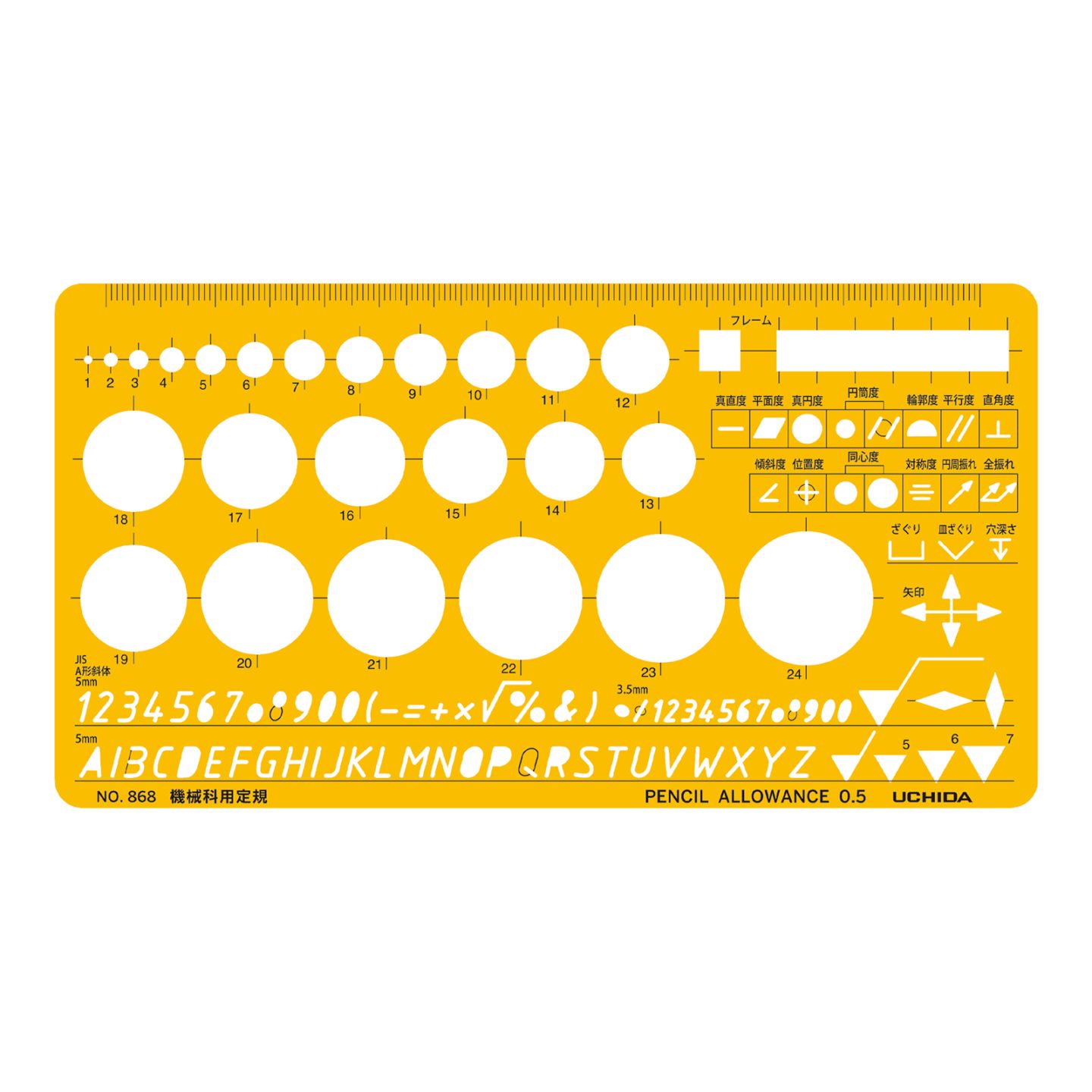 012-0023／テンプレート NO.868 機械科用定規