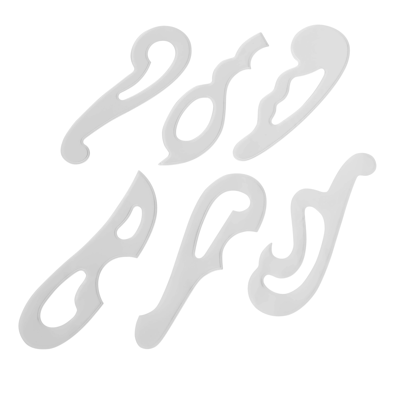 014-0014/雲型定規 エッジ付 18cm 6枚組 インキエッジ付き