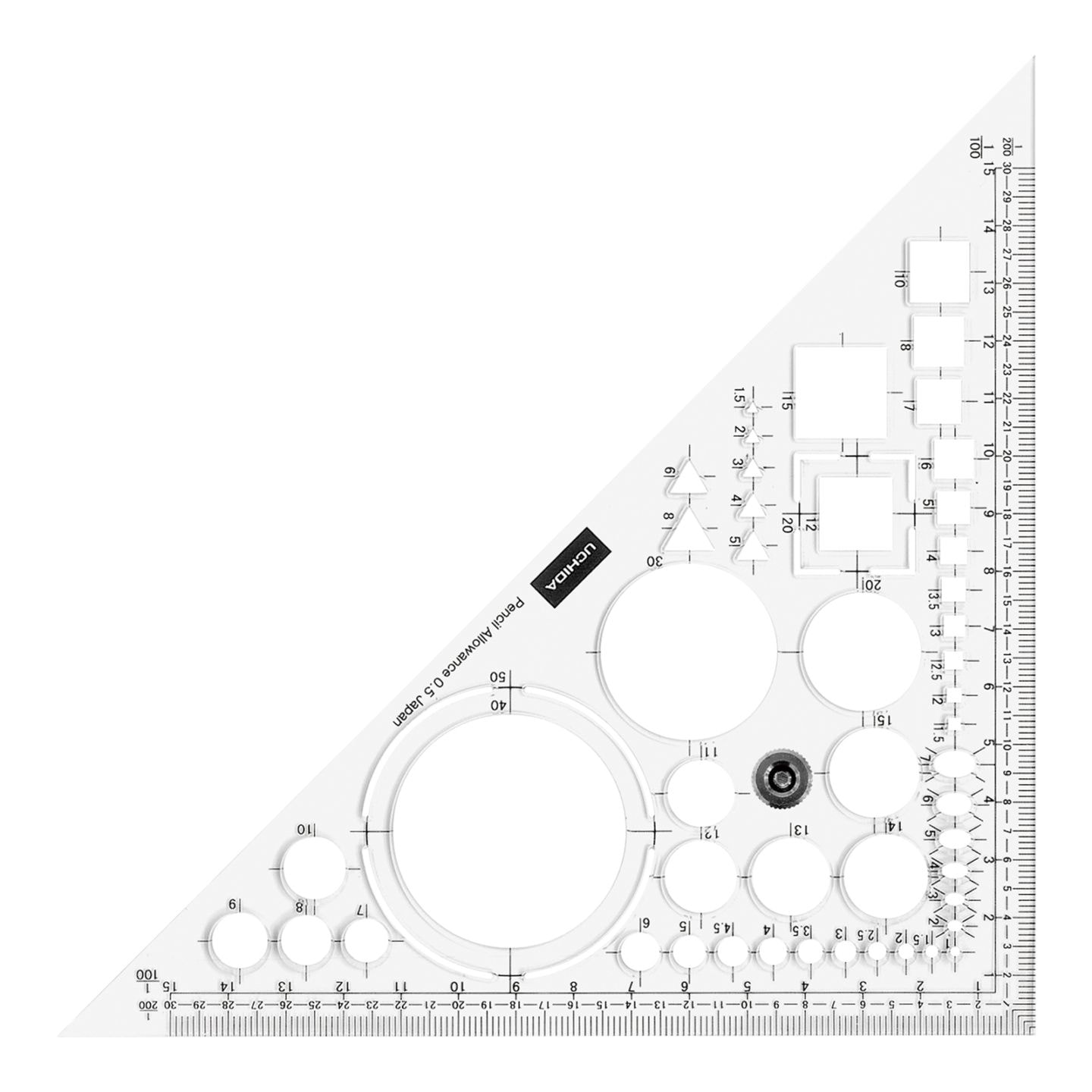 014-0286/ツマミ付き三角定規プラスαII(厚さ2mm)